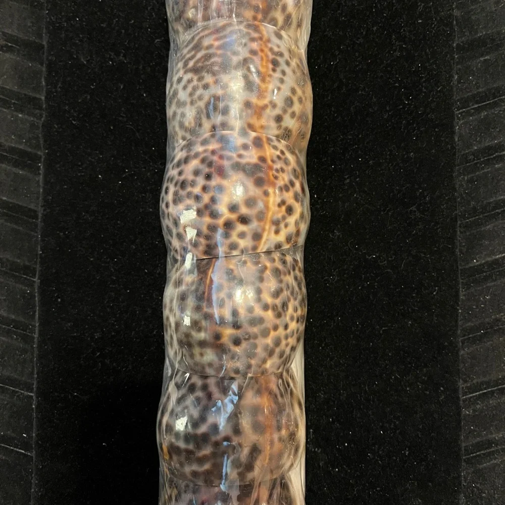 Vintage Tiger Cowrie Sea Shell NAPKIN RING Holders SET of 6 Natural Brown Black